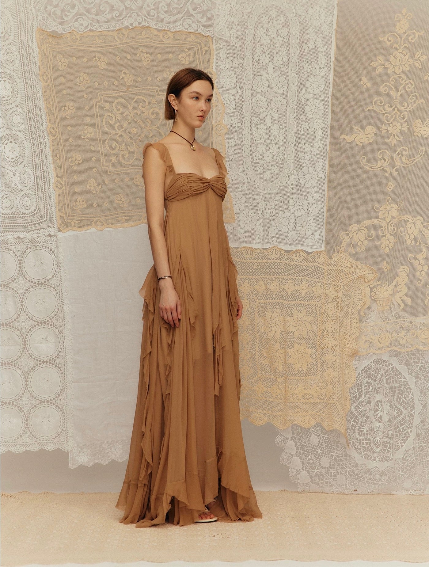 Vacation Spaghetti Strap Dress with Ruffled Hem