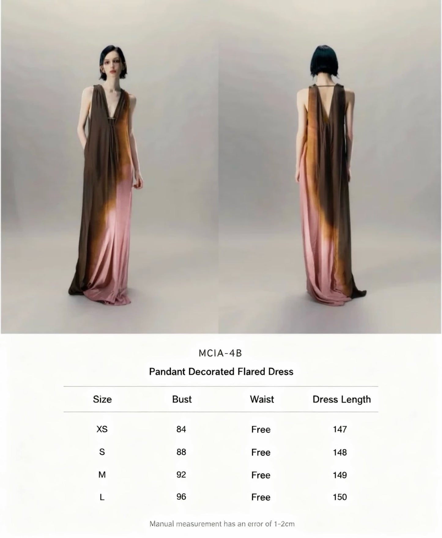 Pendant-Decorated Flared-Hem Dress