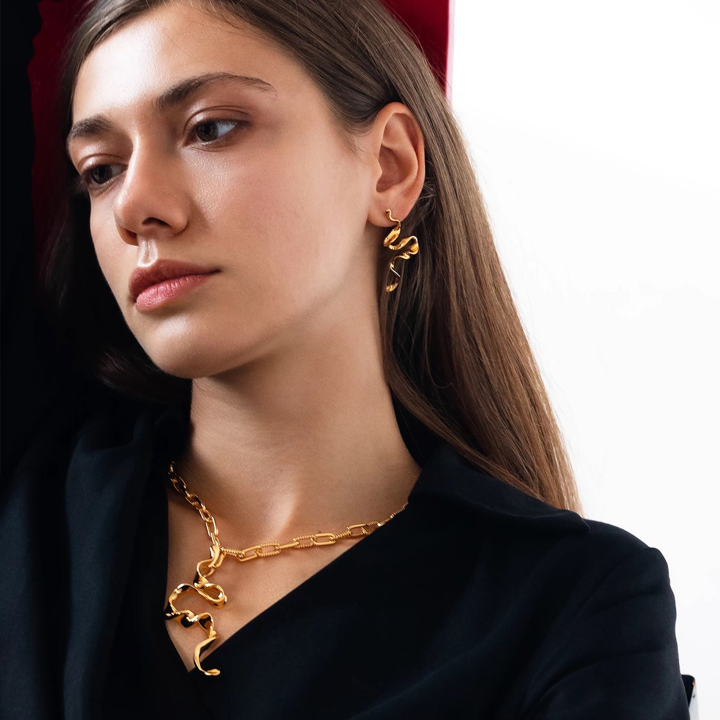 Golden Ribbon Small Earrings
