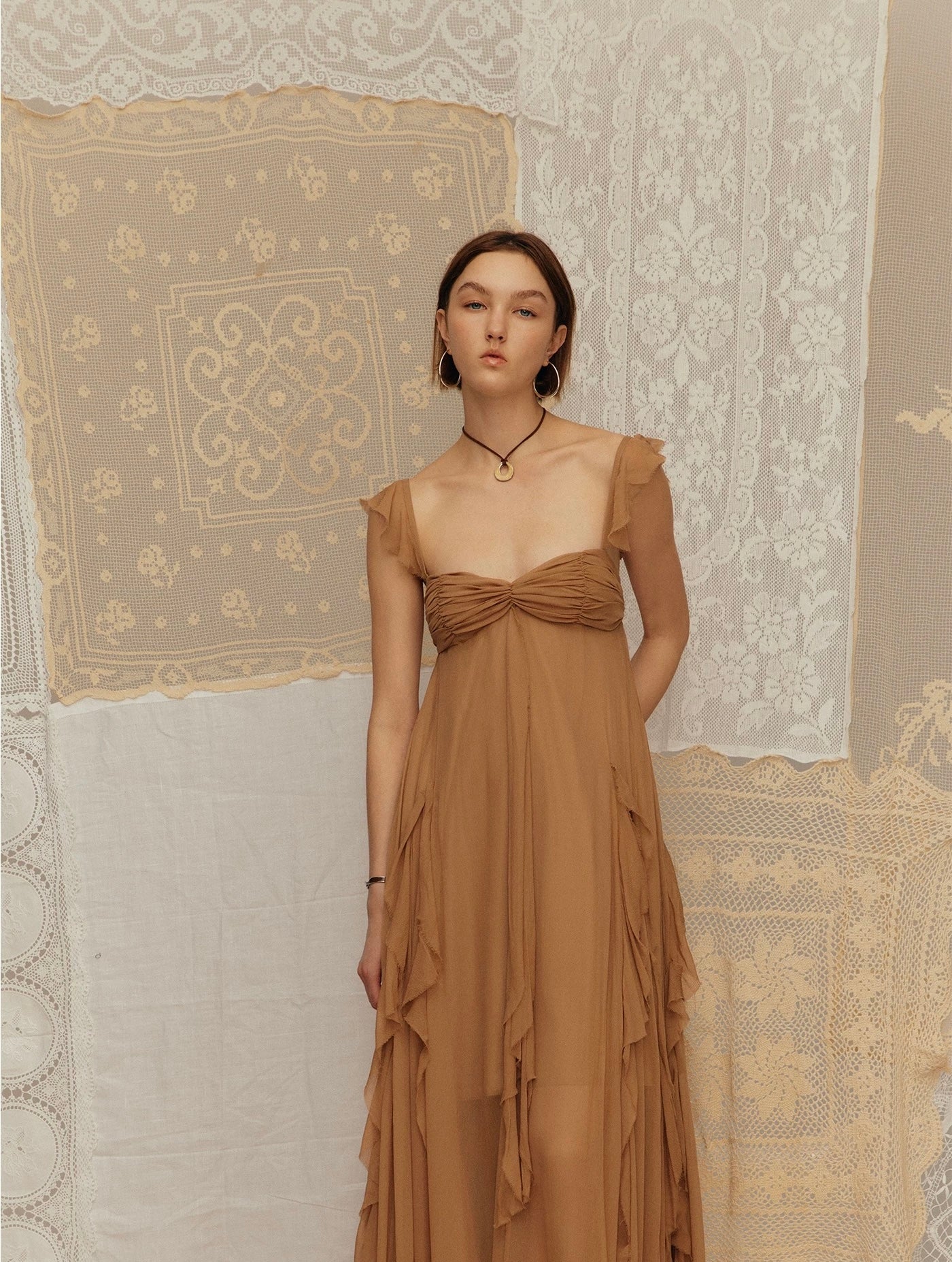 Vacation Spaghetti Strap Dress with Ruffled Hem