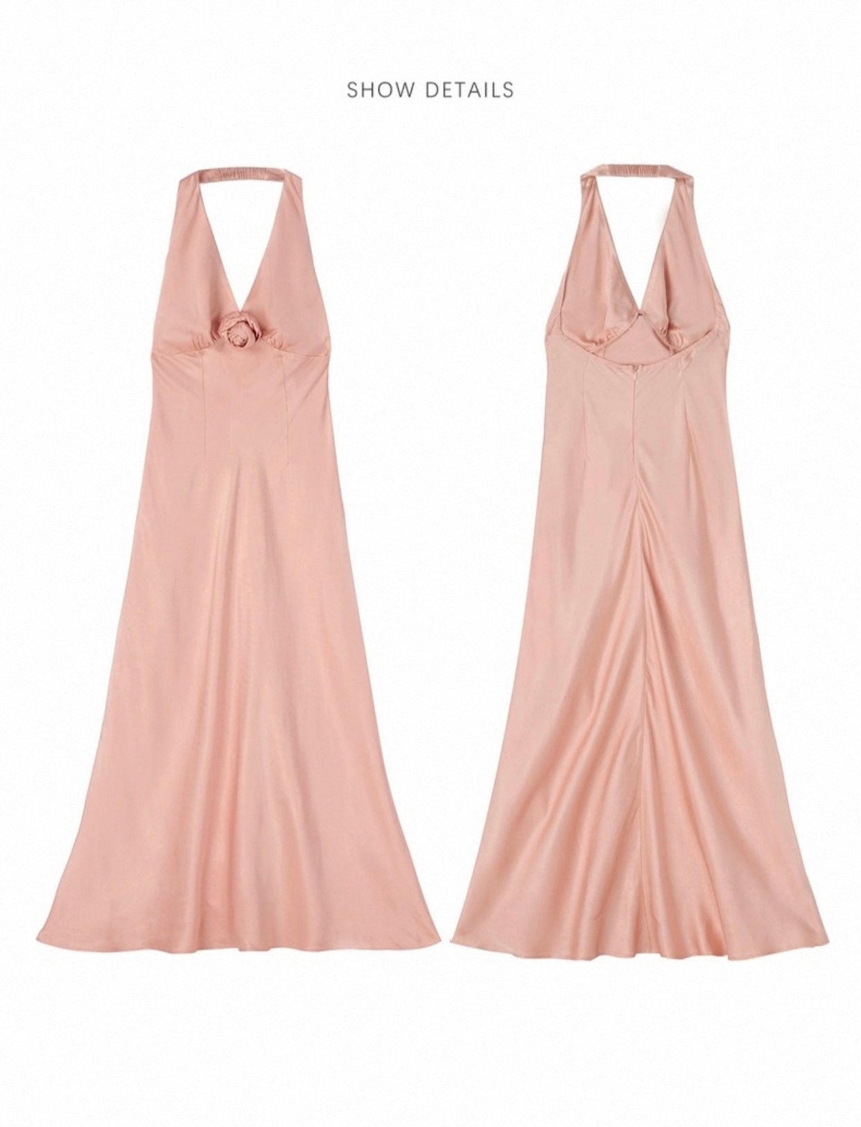 Coral pink orange rose backless holiday dress