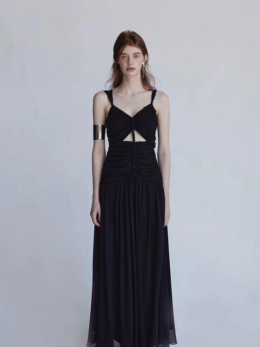 Silk vacation skirt hand-knitted rope mop suspender dress