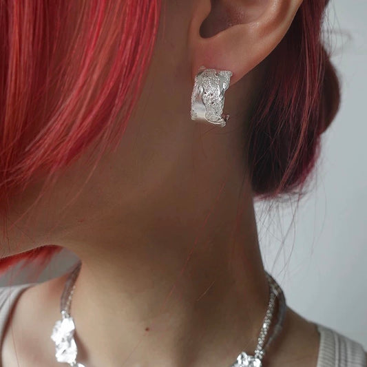 Metal Lace Small Hoop Earrings