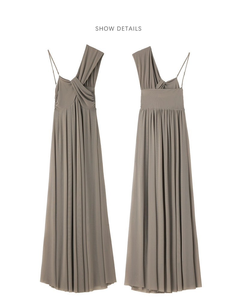 Irregular one-shoulder strap dress