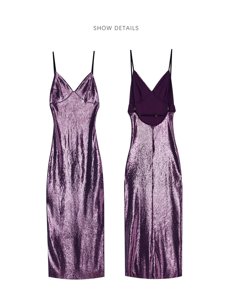 Heavy industry sequin purple dress skirt