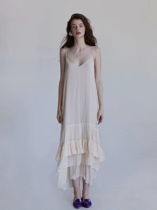 Pure mulberry silk complicated hem suspender skirt