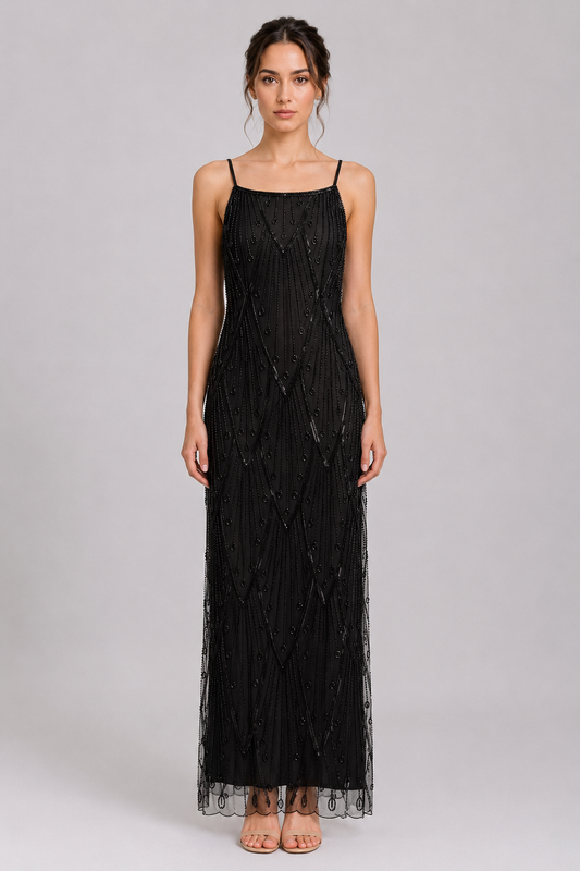 Elegant High-end Custom Long Dress with Heavy Beading for Women