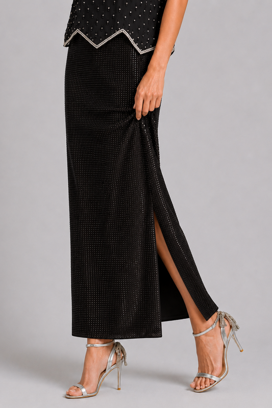 Heavy Rhinestone Bodycon Skirt