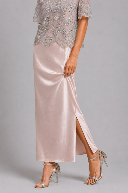 Shimmer Satin Long Maxi Skirt Elegant Formal Party Evening Skirt