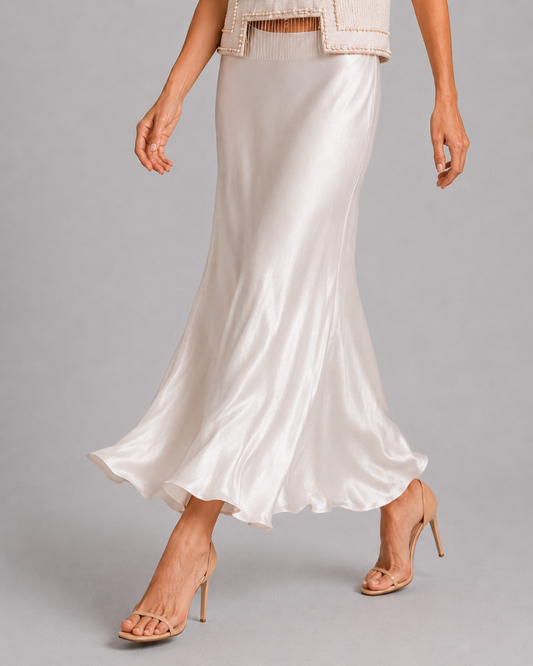 White Satin Maxi Slip Skirt