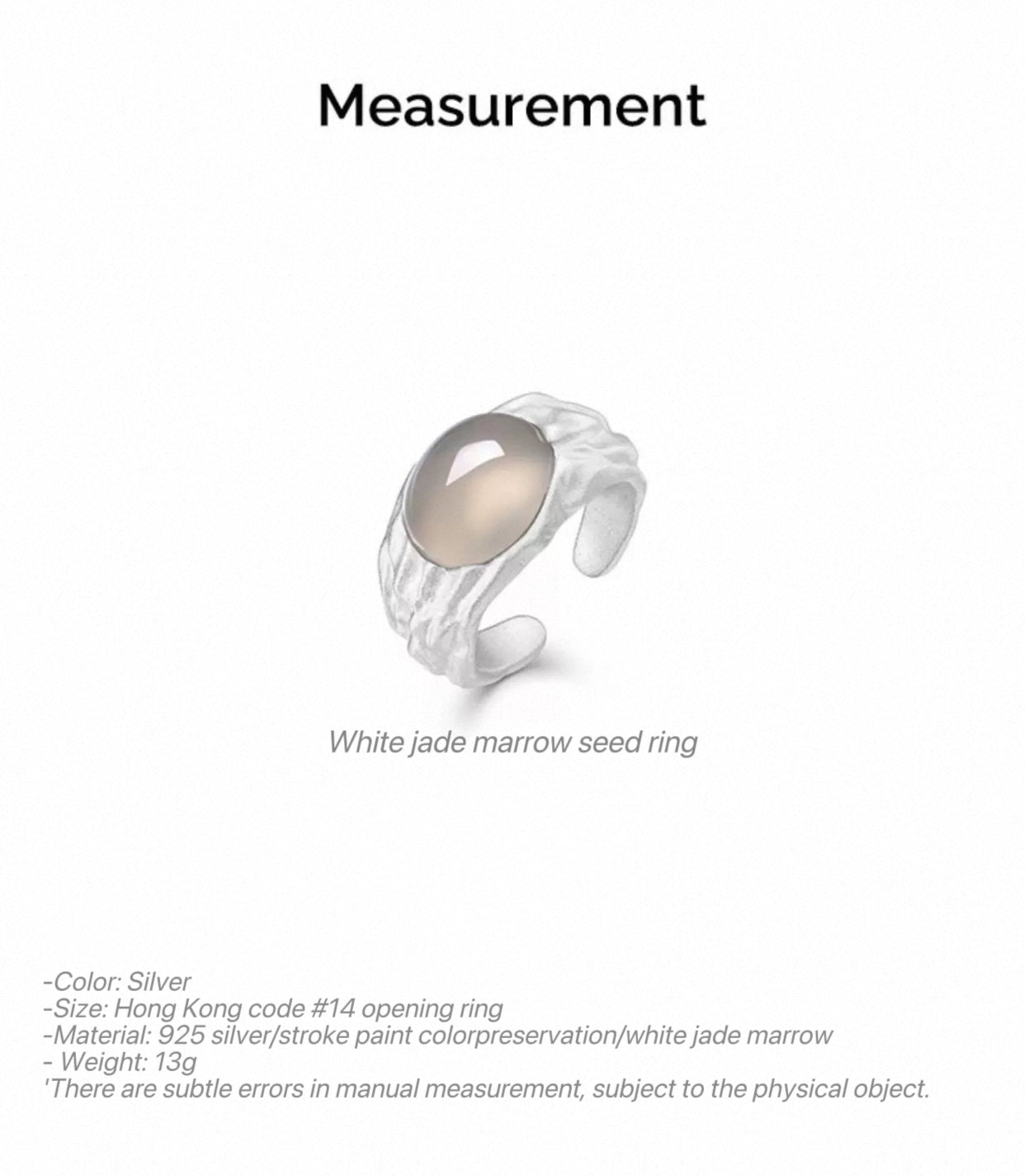 Women's 925 Sterling Silver Open White Chalcedony Seed Ring