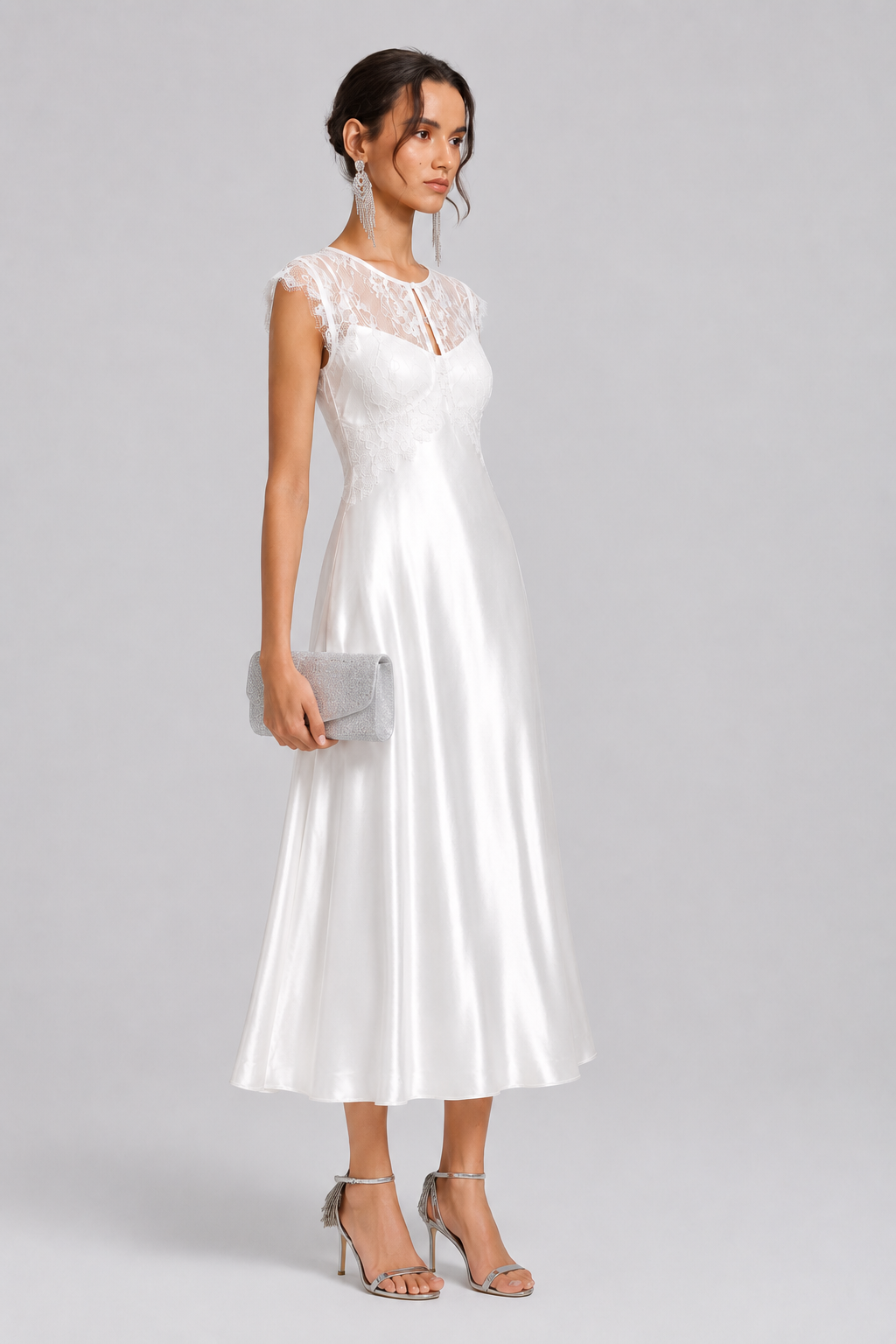 Spring Summer New Luxury Silk Lace Embroidered Short Sleeve Dress