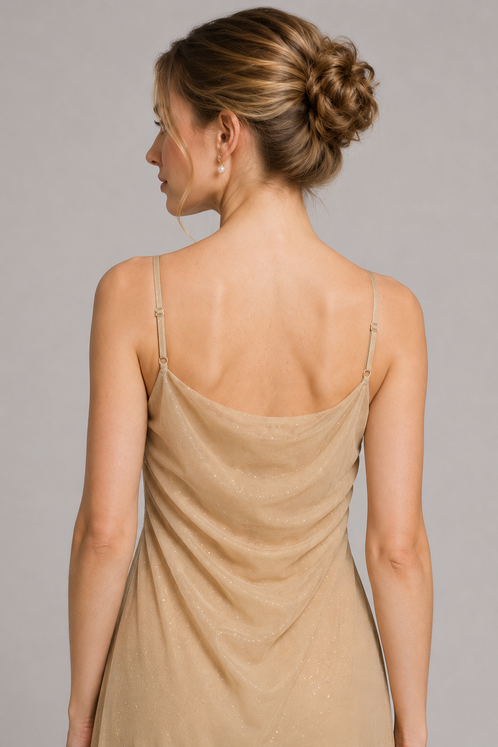Champagne Gold Cowl Neck Maxi Dress
