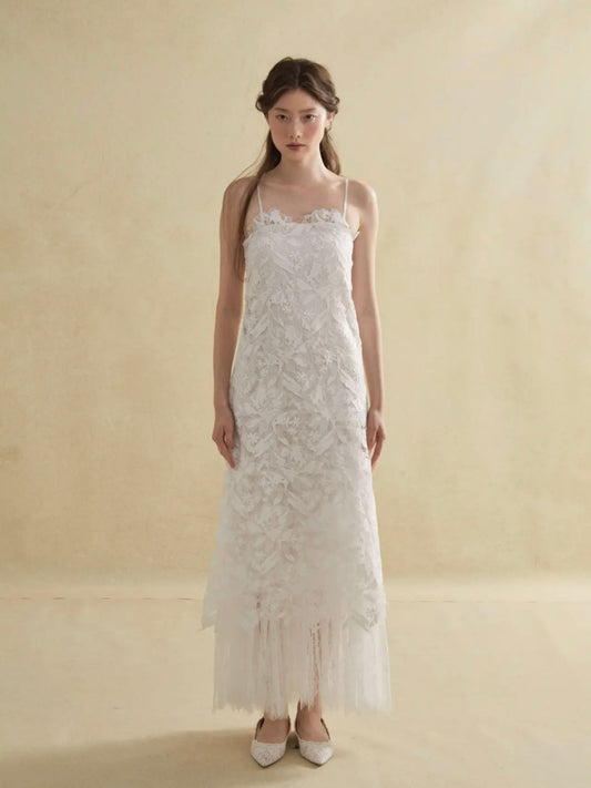 Hollow-out Lace A-line Camisole Dress