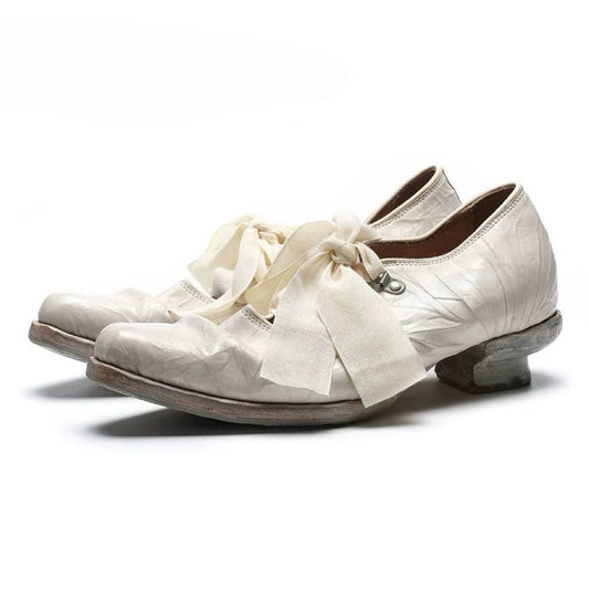 Handmade Shoes with Plant-Dyed Hand-Knotted Textured Ribbons