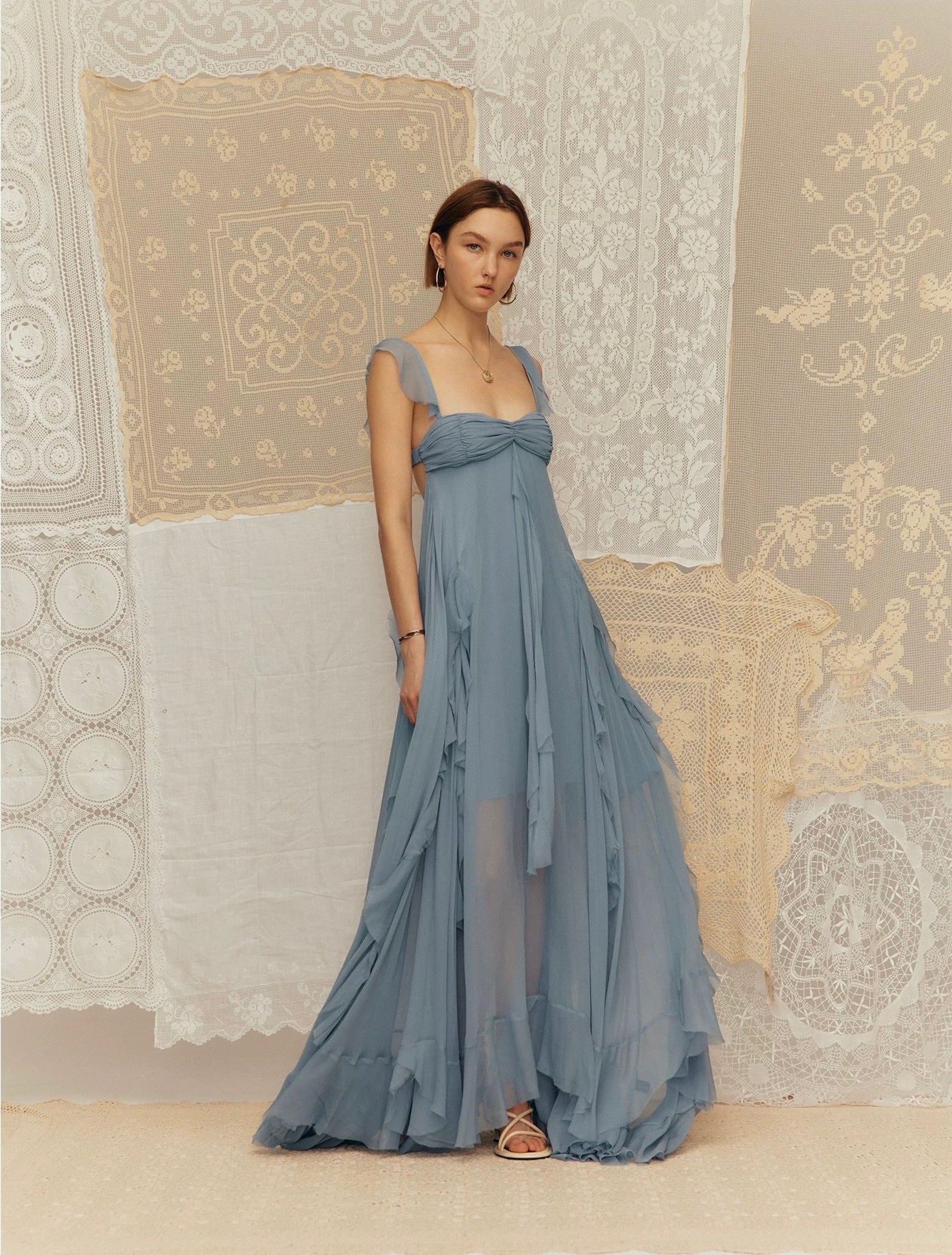 Vacation Spaghetti Strap Dress with Ruffled Hem