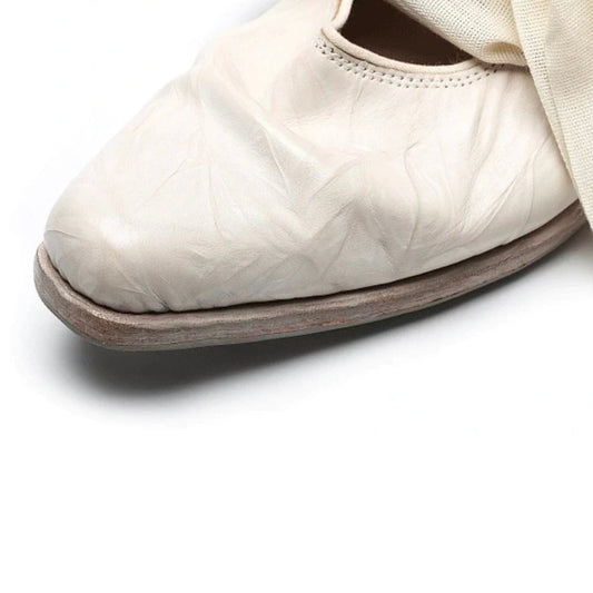 Handmade Shoes with Plant-Dyed Hand-Knotted Textured Ribbons