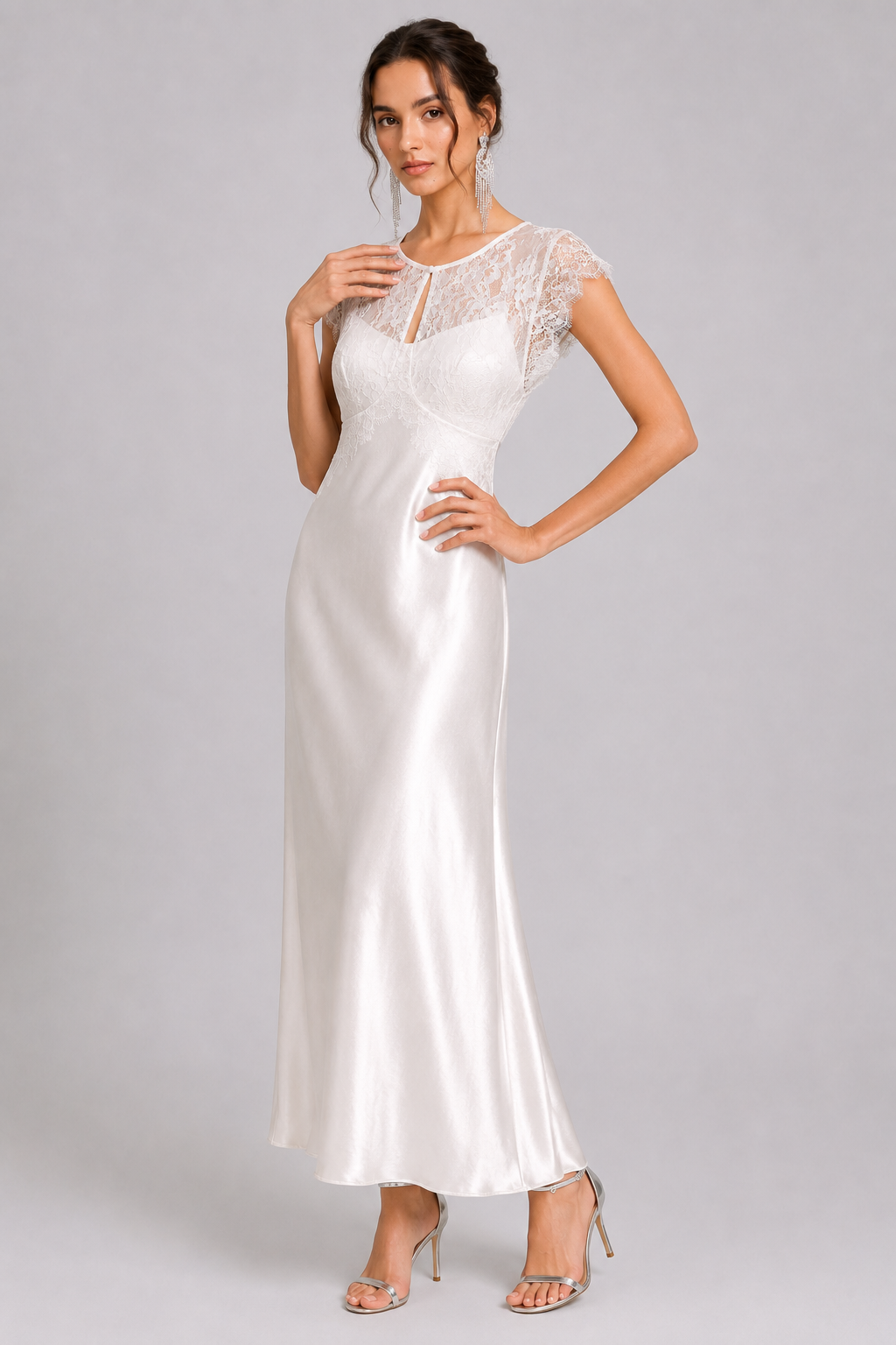 Spring Summer New Luxury Silk Lace Embroidered Short Sleeve Dress