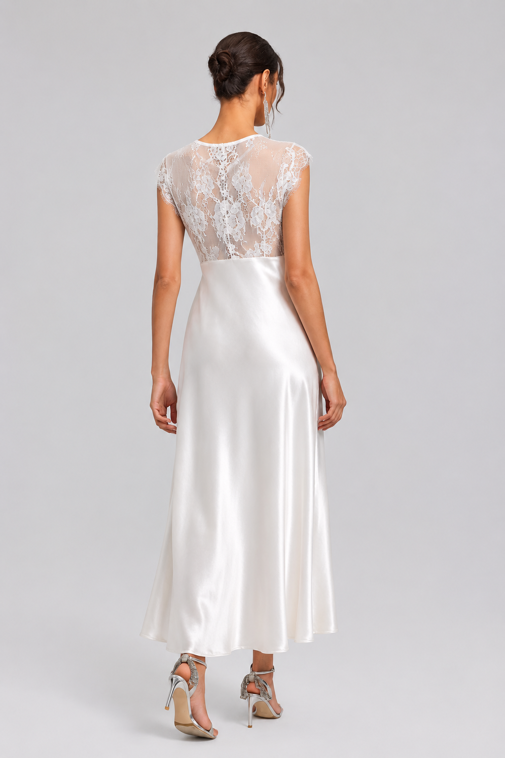 Spring Summer New Luxury Silk Lace Embroidered Short Sleeve Dress