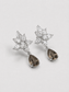 Floral Pave Smoky Quartz Drop Earrings S925 Sterling Silver