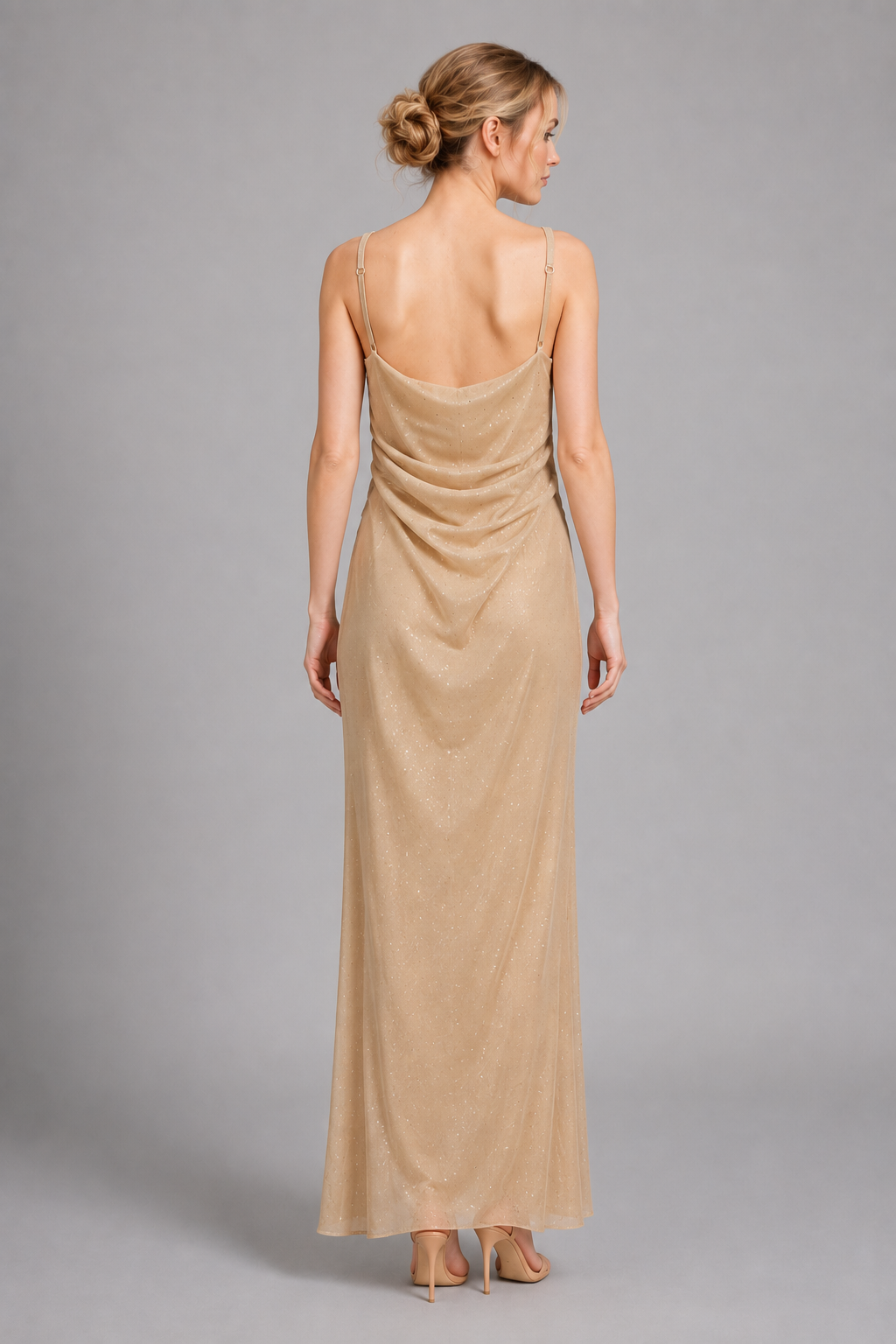 Champagne Gold Cowl Neck Maxi Dress
