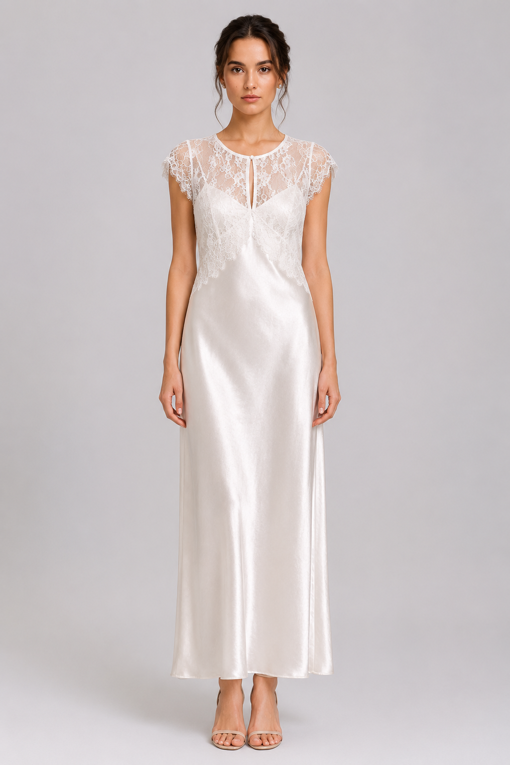 Spring Summer New Luxury Silk Lace Embroidered Short Sleeve Dress