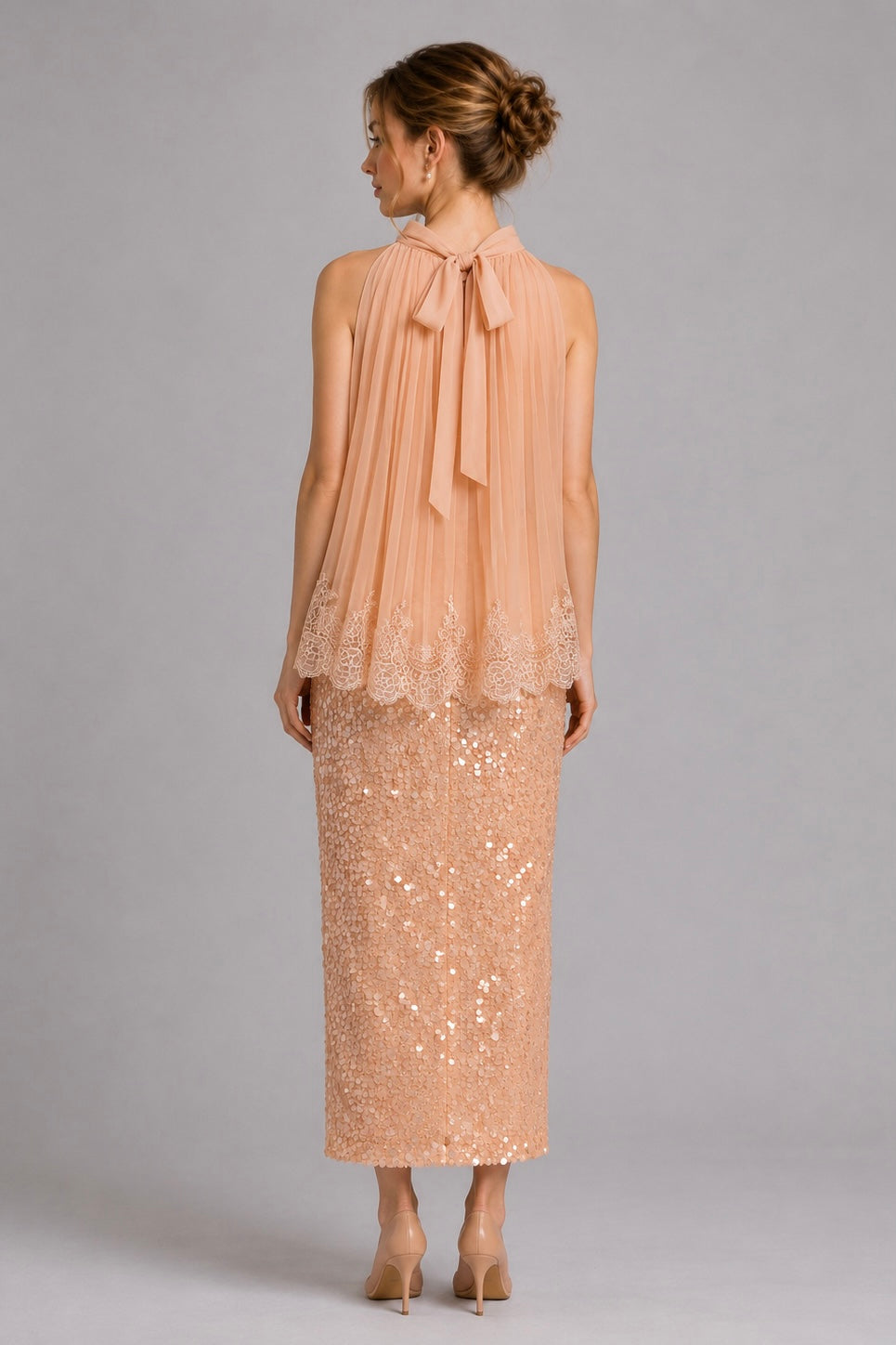 Nude Large Sequin Midi Mermaid Skirt