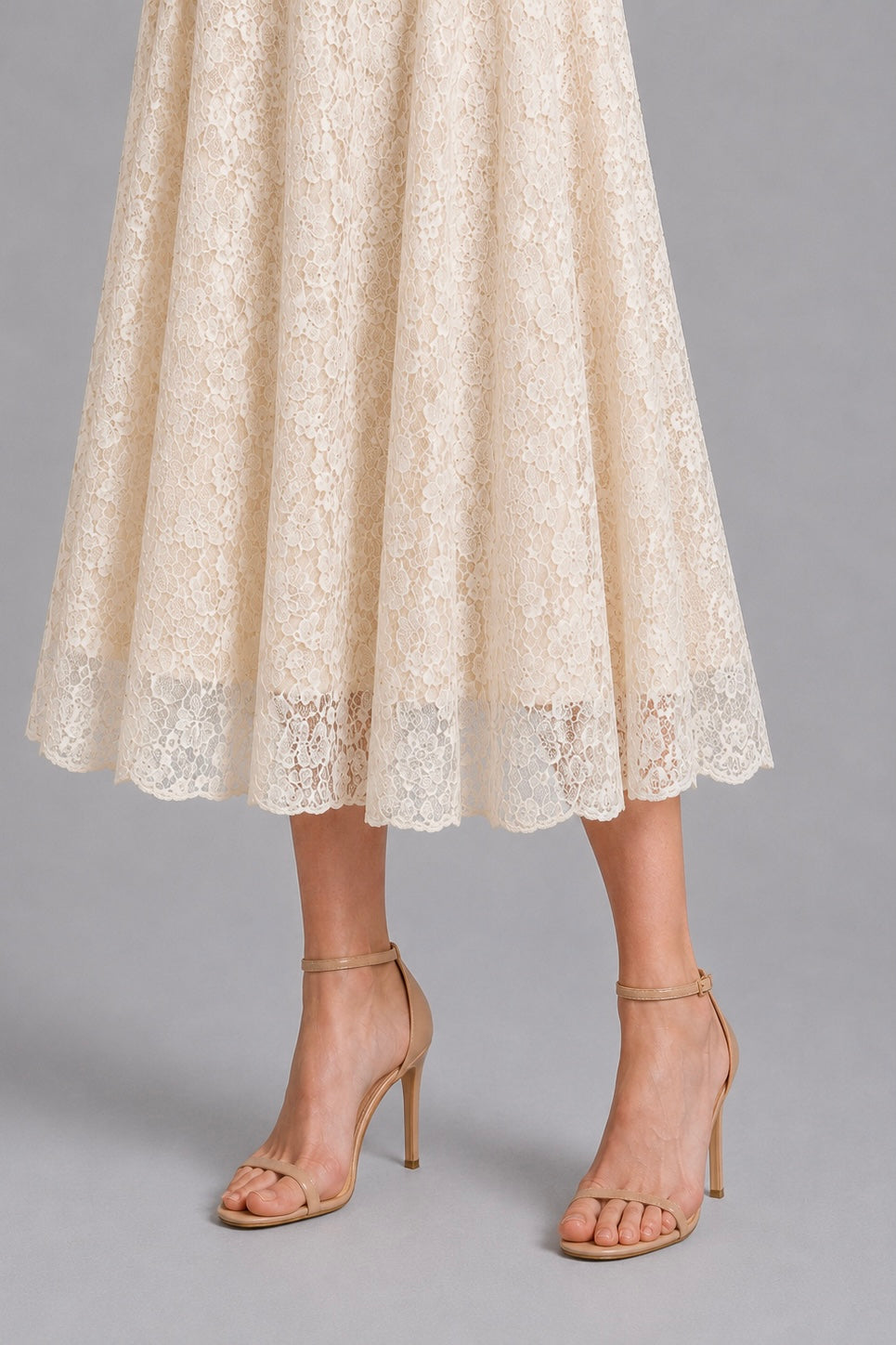 Detachable Lace Cape Midi Slip Dress With Built-In Bra