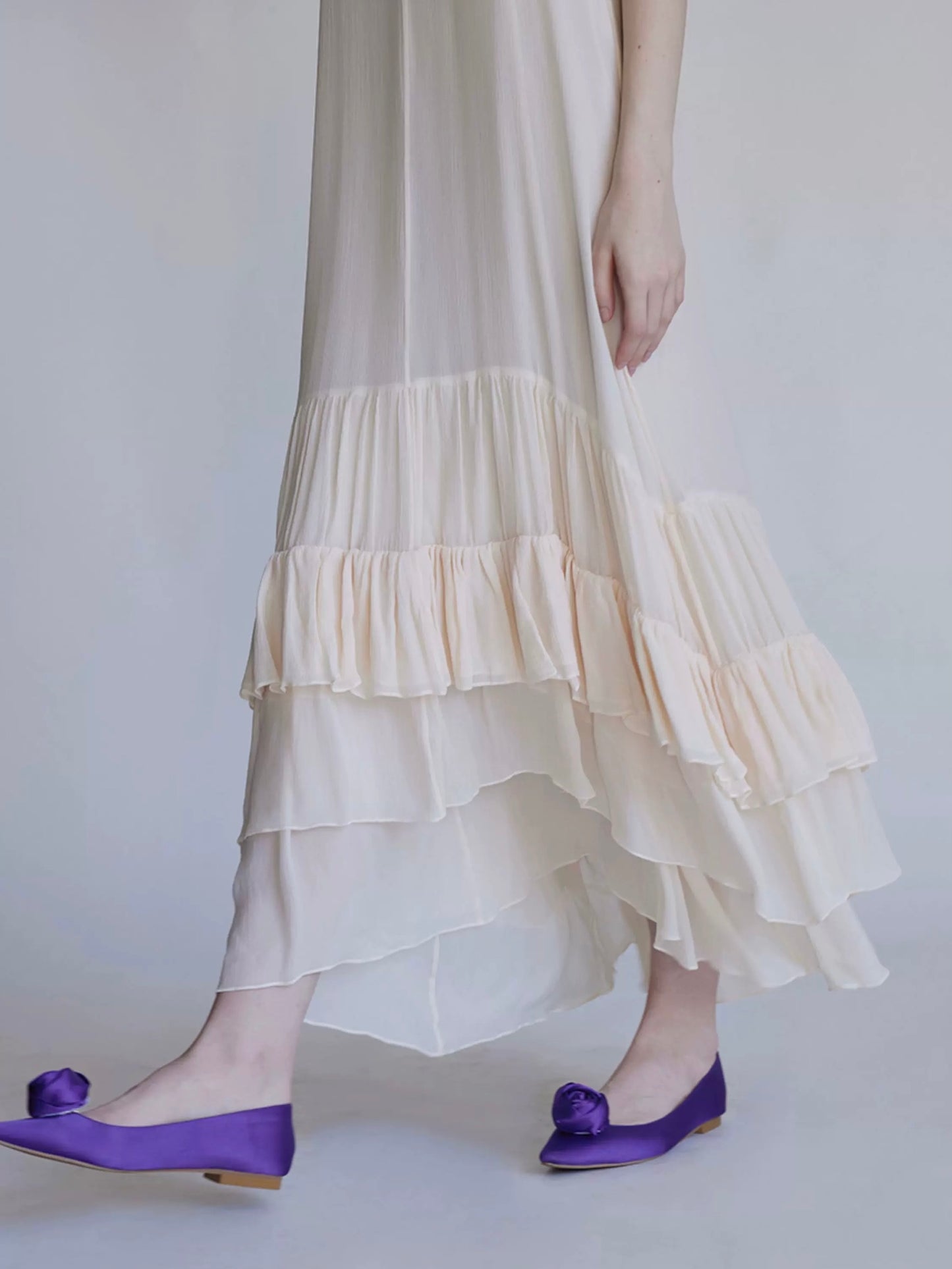 Pure mulberry silk complicated hem suspender skirt