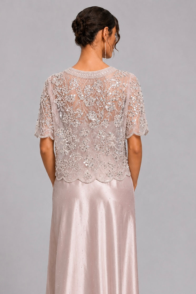 Womens Hand Embellished Floral Tulle Top Wedding Guest Cocktail Formal Blouse