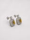 Emerald Cut Citrine Double Halo S925 Sterling Silver Drop Earrings