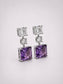 Square Natural Amethyst Tiered S925 Sterling Silver Drop Earrings