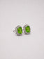 Oval Natural Peridot Halo S925 Sterling Silver Stud Earrings