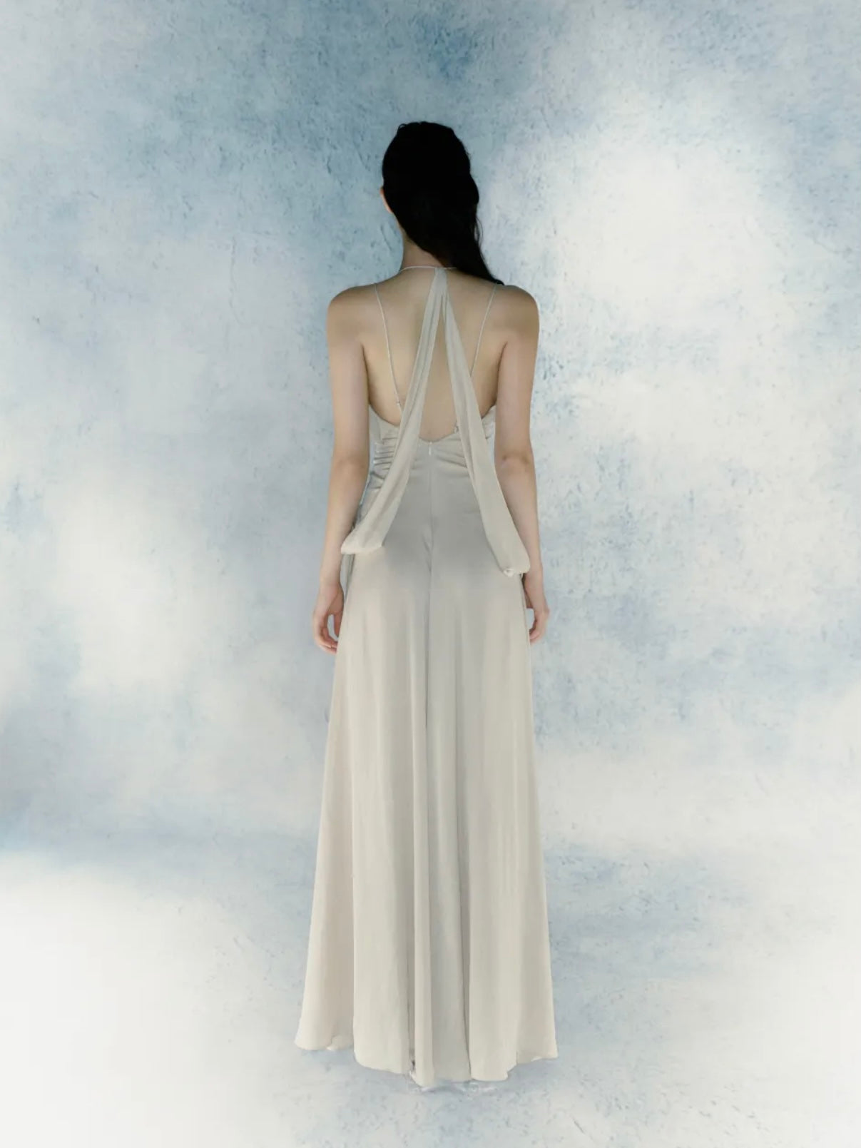 Streamer ruffled long skirt