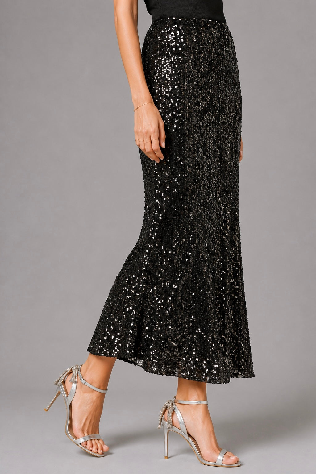 Sequin Mermaid High Waist Midi Skirt
