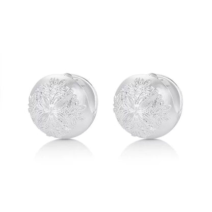 Relief Lace Silver Ball Earrings