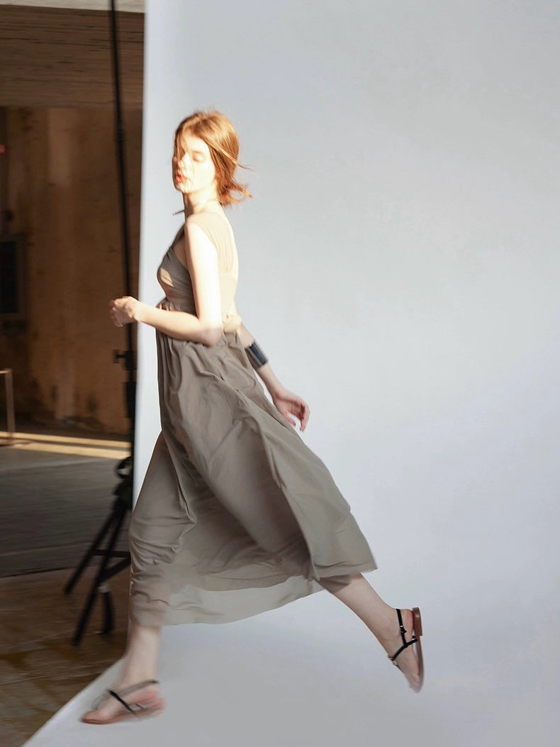 Irregular one-shoulder strap dress