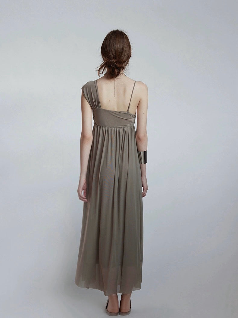 Irregular one-shoulder strap dress