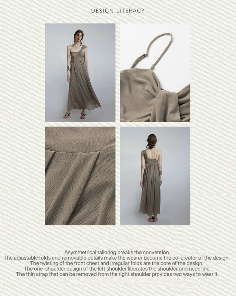 Irregular one-shoulder strap dress