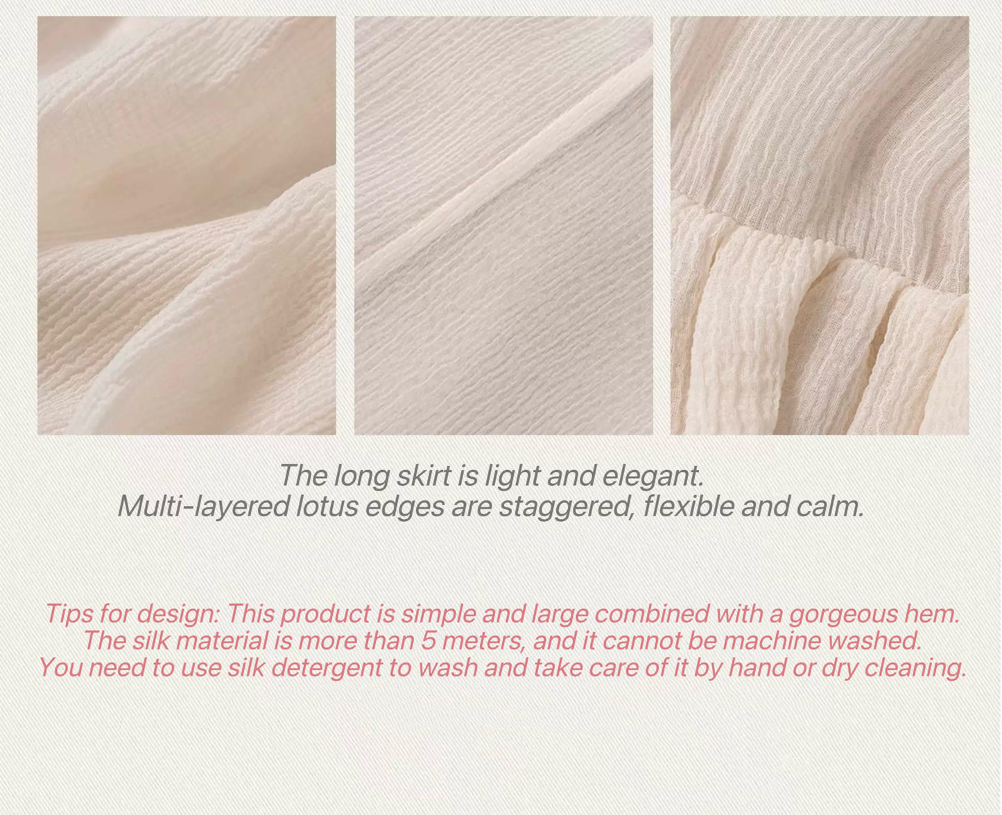 Pure mulberry silk complicated hem suspender skirt