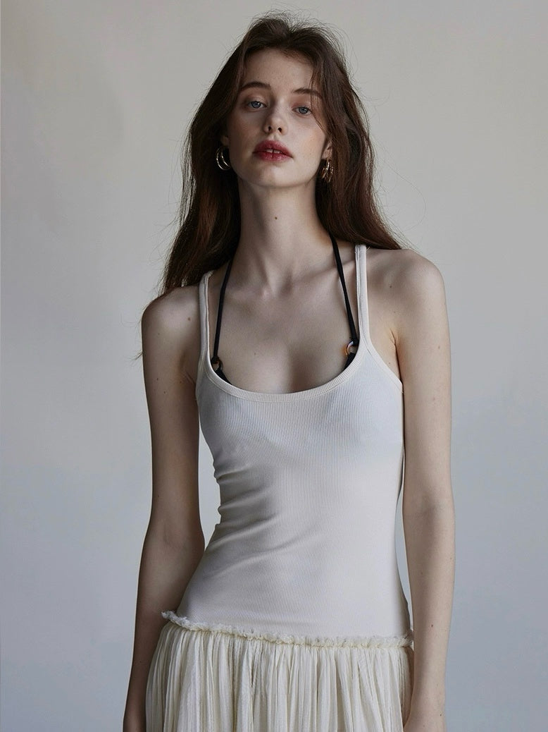 Destructive pleated mesh dress