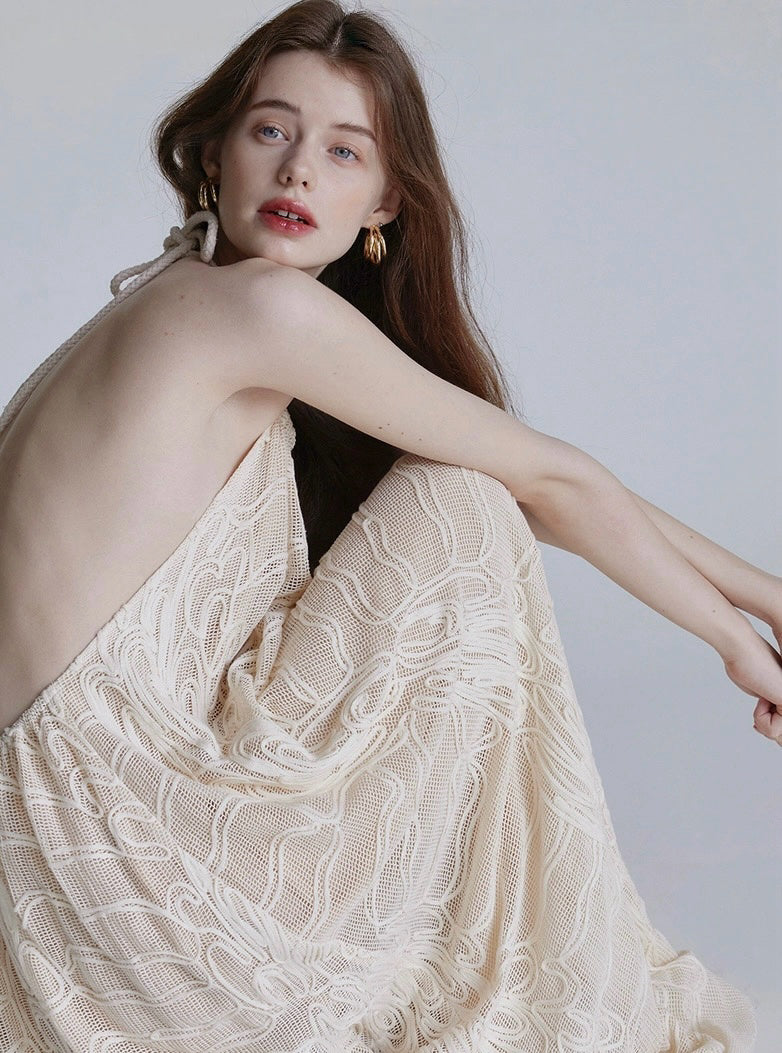 Knitted backless skirt holiday skirt