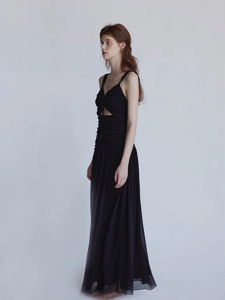 Silk vacation skirt hand-knitted rope mop suspender dress