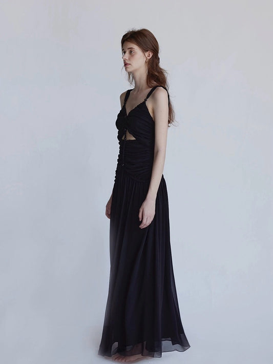 Silk vacation skirt hand-knitted rope mop suspender dress