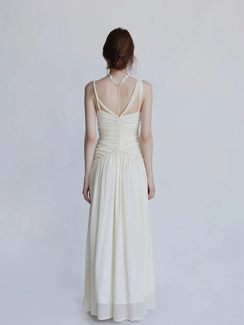 Silk vacation skirt hand-knitted rope mop suspender dress