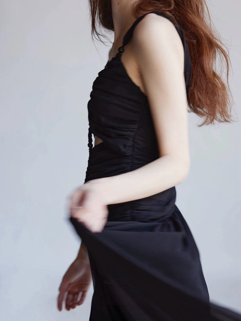 Silk vacation skirt hand-knitted rope mop suspender dress