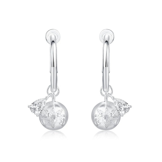 Silver ball winter pendant earrings
