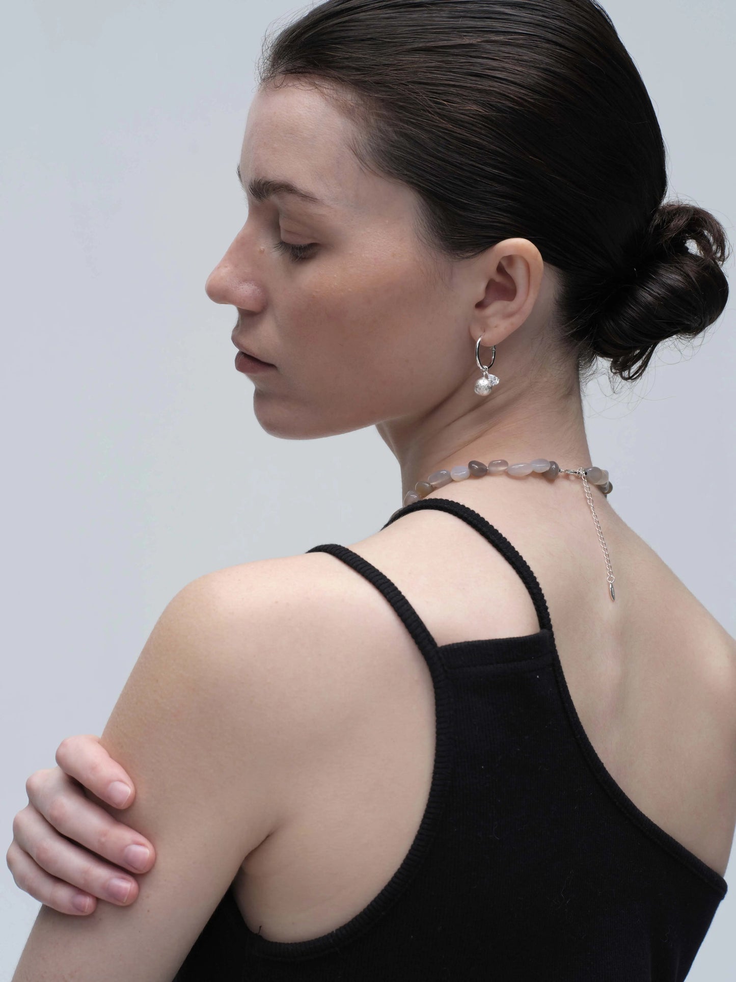 Silver ball winter pendant earrings