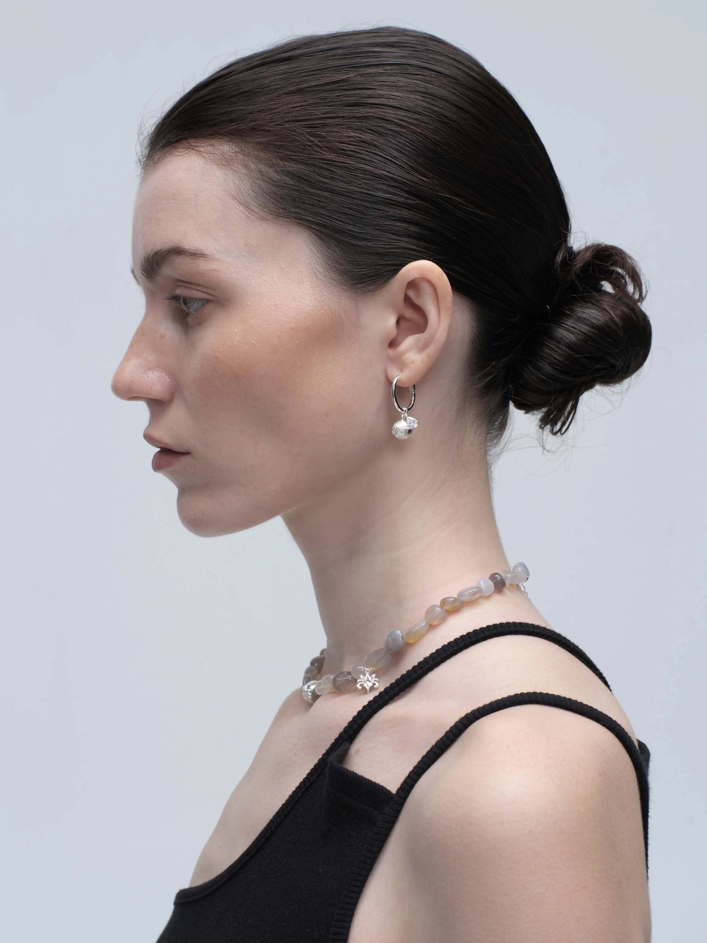 Silver ball winter pendant earrings