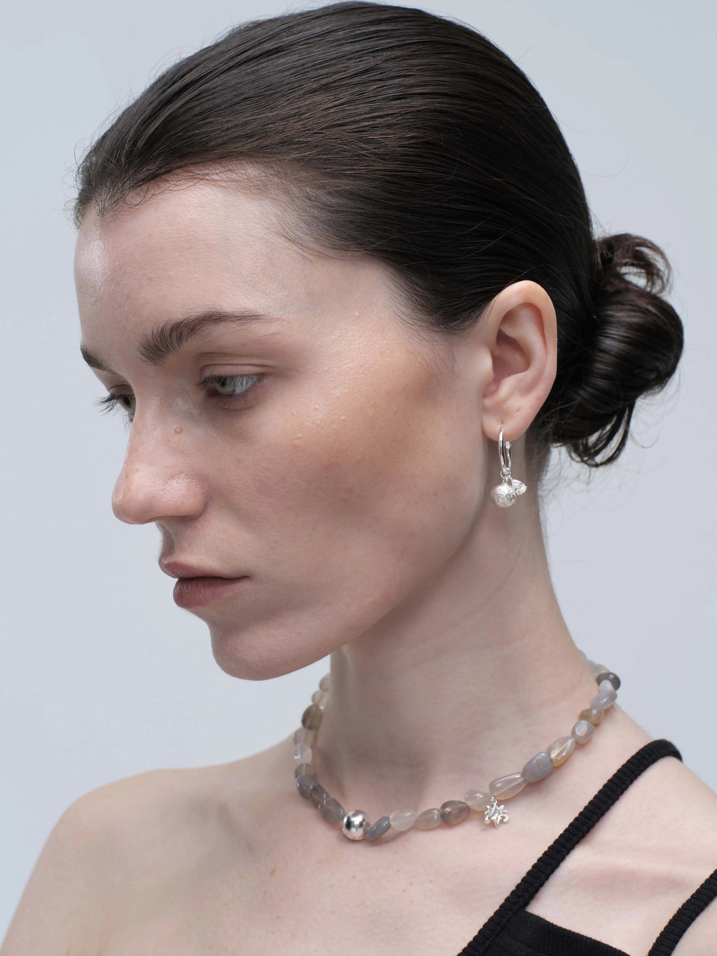 Silver ball winter pendant earrings